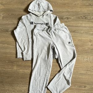 Champion Matching Grey Hoodie and Sweatpants Set